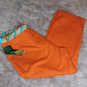 Lauren Ralph Lauren Orange Crop Pant Sz 16